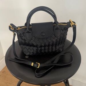 Elegant Black Woven Handbag